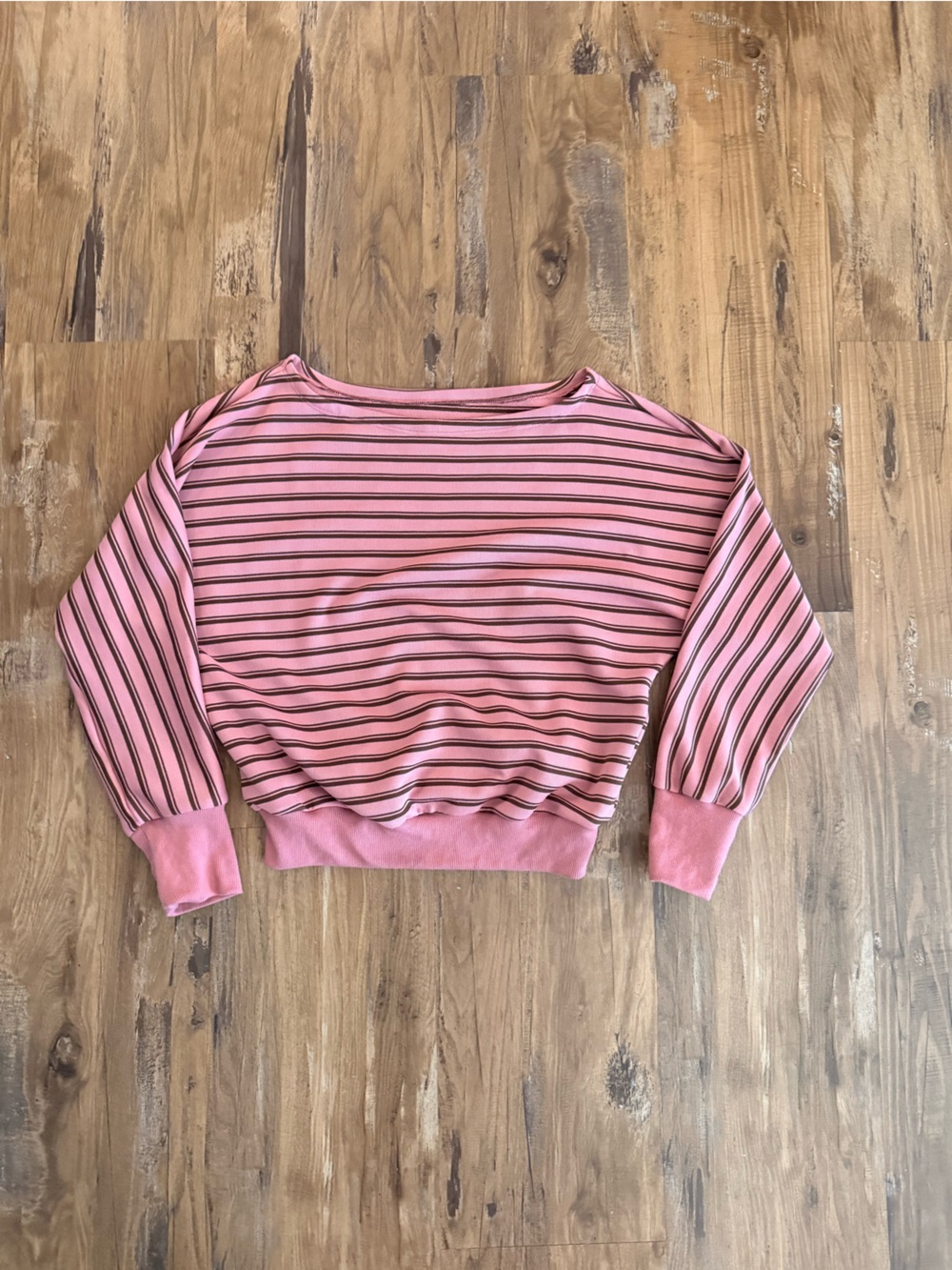 HALARA Pink and Black Striped Sweatshirt